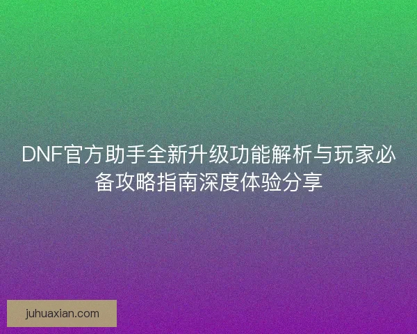 DNF官方助手全新升级功能解析与玩家必备攻略指南深度体验分享